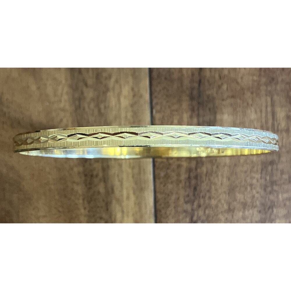 Vintage 1950's Trifari Crown Gold Tone MCM Bangle Bracelet Thin Shiny Stackable